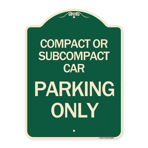 Compact or Subcompact Car Parking Heavy-Gauge Aluminum Architectural Sign, 24" x 18", G-1824-24245